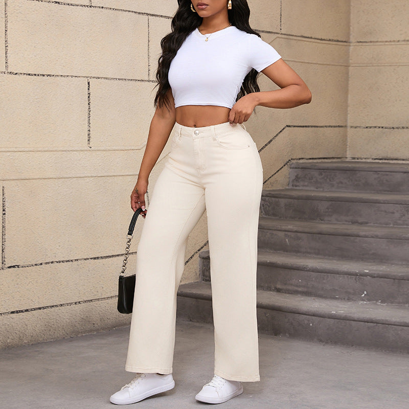 Dame Bred Jeans i Cargo Stil Stilla