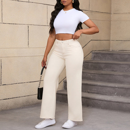 Dame Bred Jeans i Cargo Stil Stilla