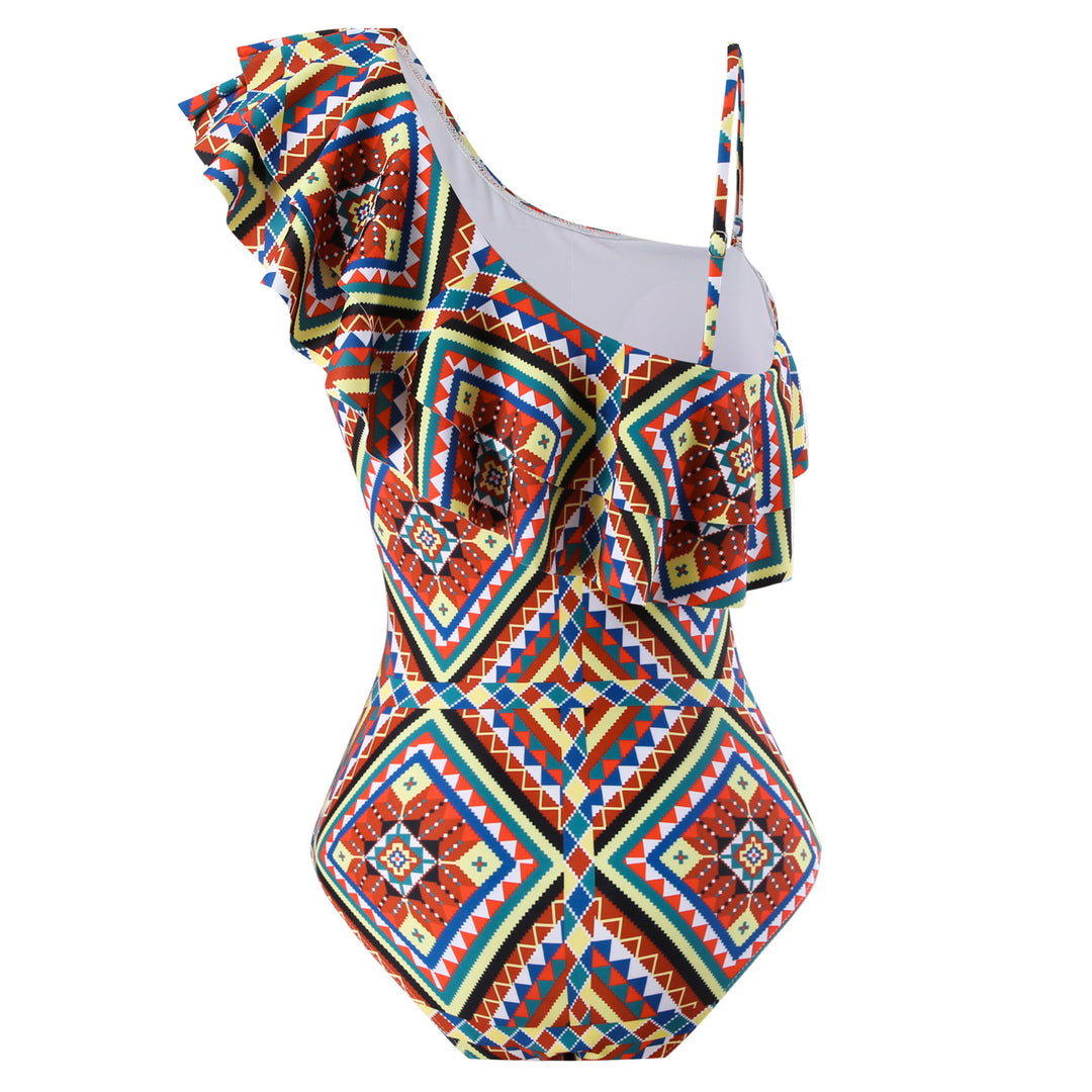 Dame one-piece badedragt med asymmetrisk snit og moderigtig omslagsskjørt Stilla