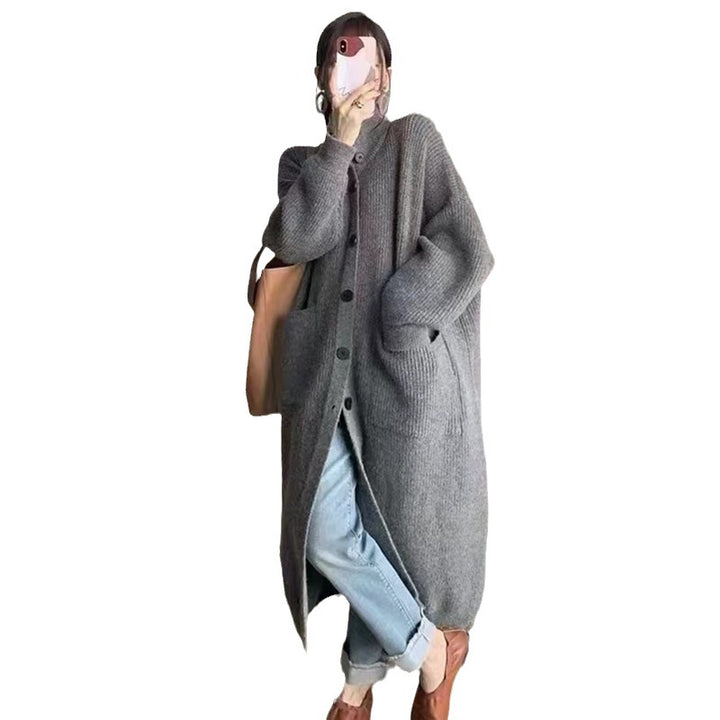 Kvinders store strikket cardigan med knaplukning og lommer Stilla