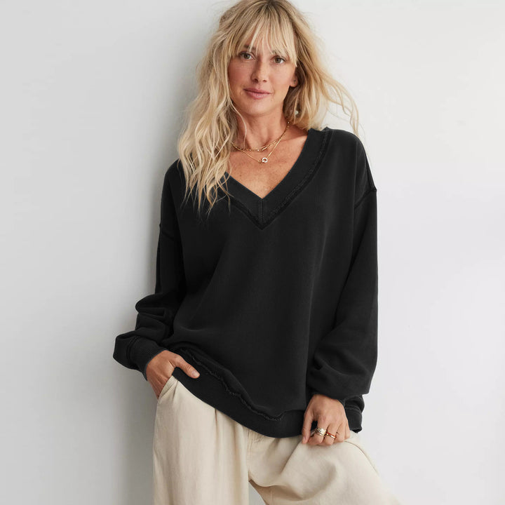 Damer afslappet V-hals sweatshirt med trendy oversized snit Stilla