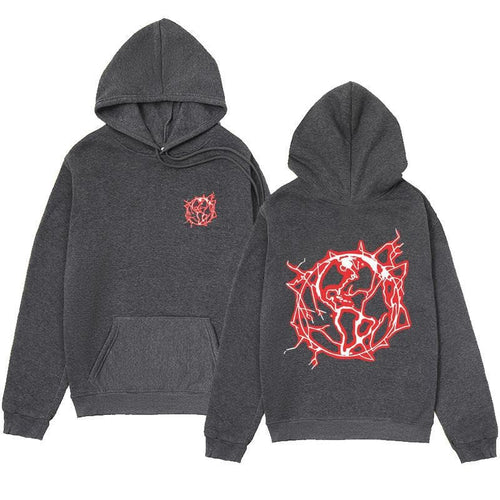 Kvinders hoodie sweatshirt med kunstnerisk grafisk print og praktisk kængurulomme Skovae