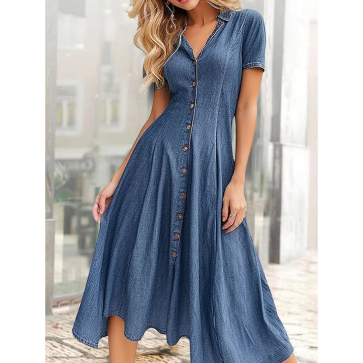 Femme Denim Knap-Up Midi Kjole Stilla