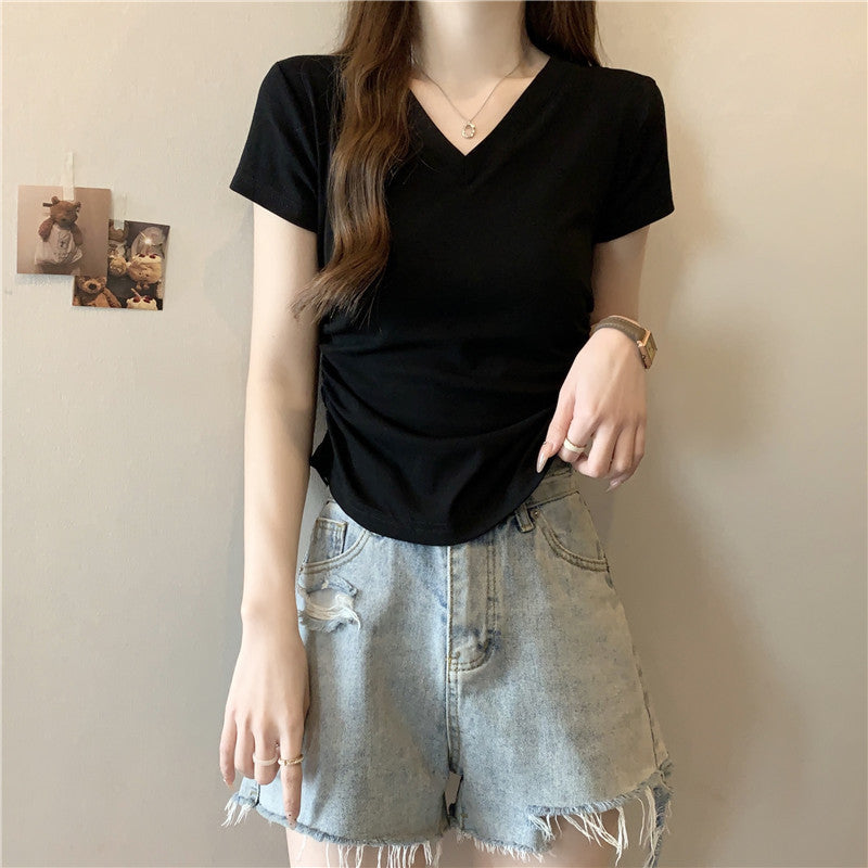 Femme V-Udskæring Hverdag essentielle T-Shirt Stilla