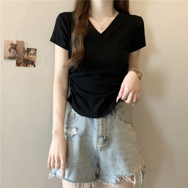 Femme V-Udskæring Hverdag essentielle T-Shirt Stilla