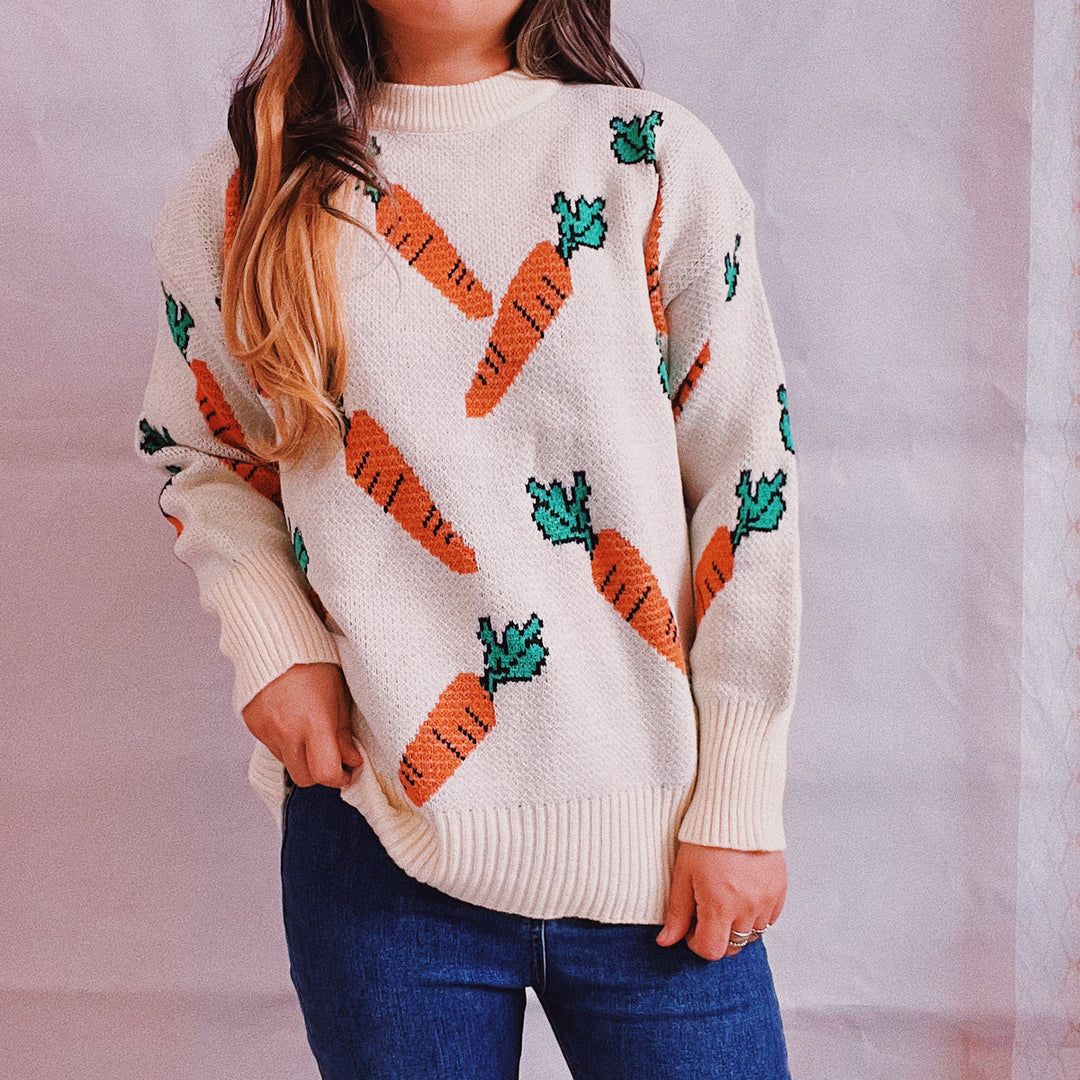 Kvindernes Oversized Strikke Sweater med Gulerodsmønster Stilla