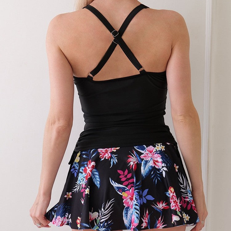 Damer Sporty Tankini med moderne nederdel og blomsteraccentuer Stilla