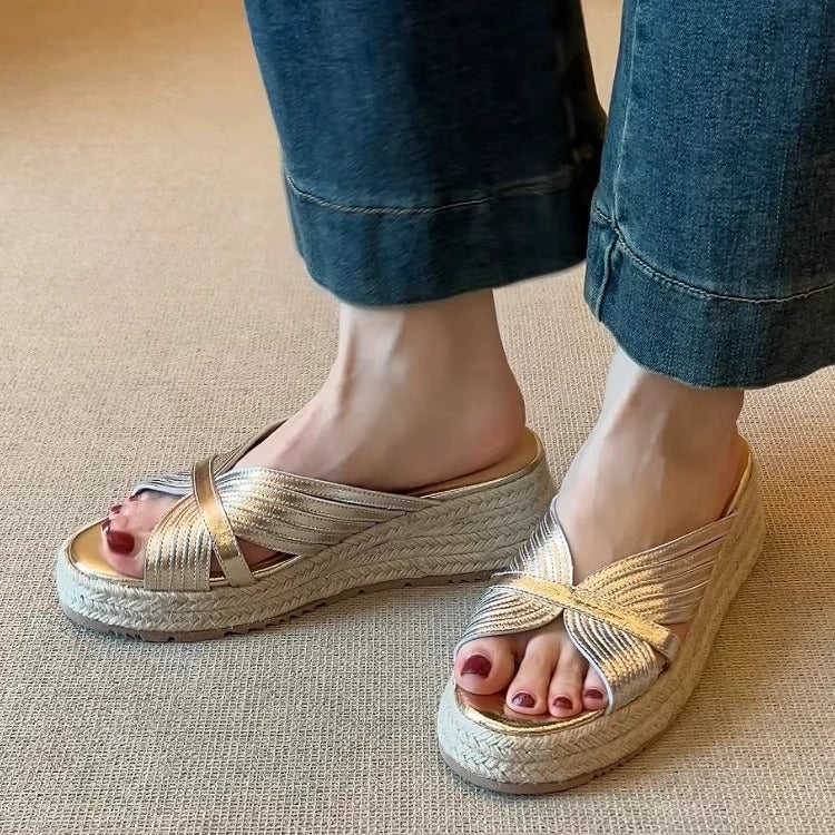 Dame Espadrille Wedge Slide Sandaler Stilla