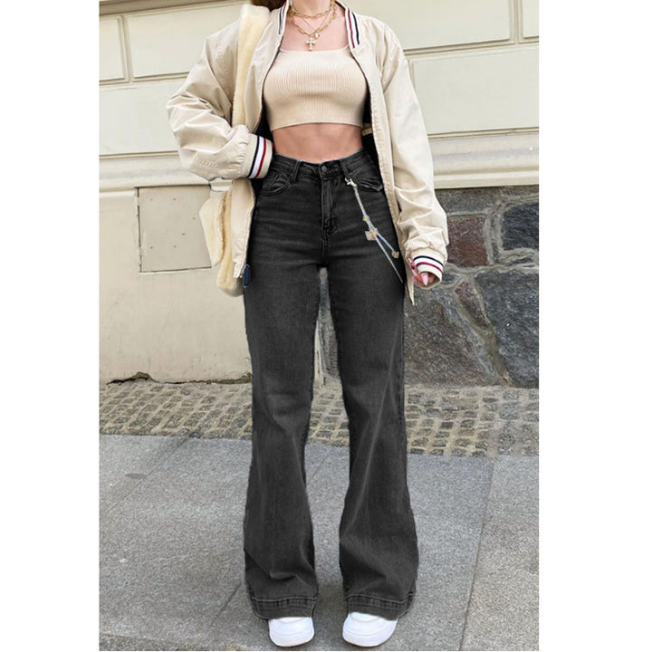 Dame løse jeans i vintage-stil med høj talje og mode detaljer Stilla