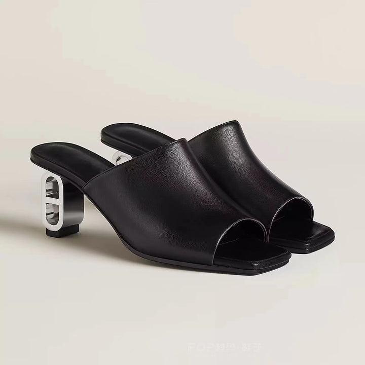 Femme Open-Toe Slide Mules med skulpturelt hældesign Stilla