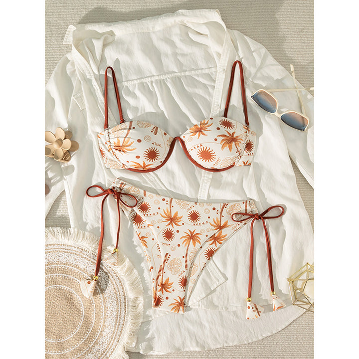 Dame Push-Up-Bikini med blomstret design og justerbare stropper Skovae