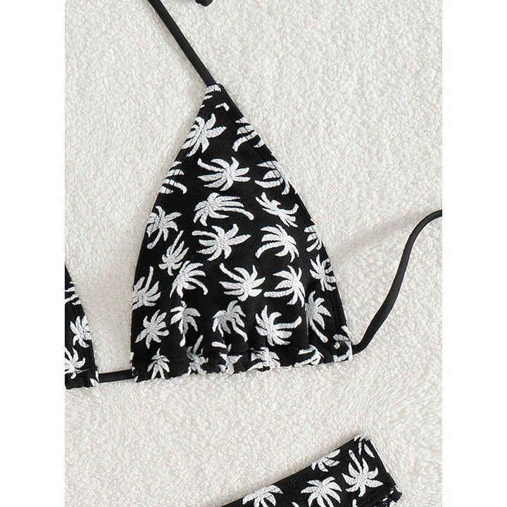 Dame Triangel-Bikini med blomsterdesign og justerbare bånd Skovae