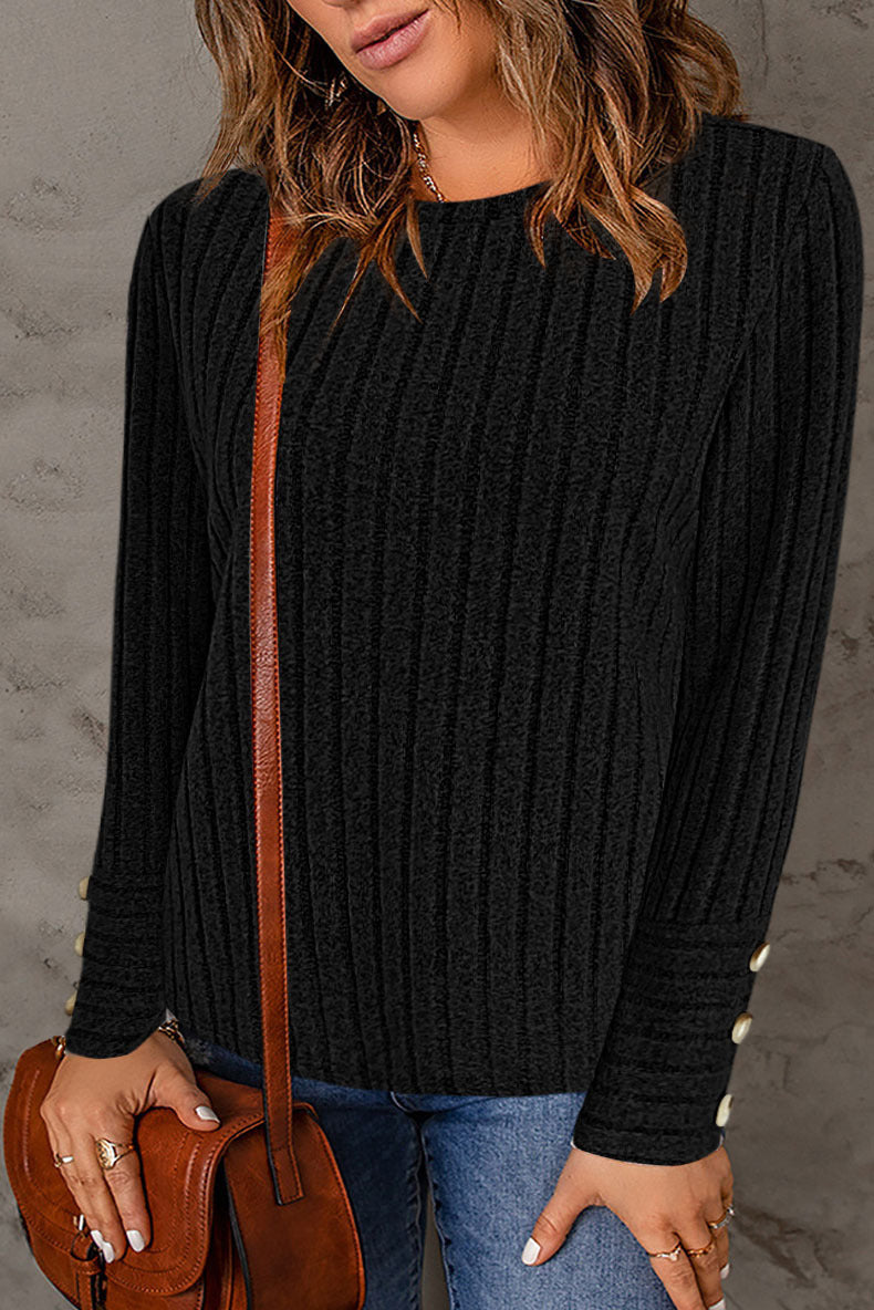 Dame Struktureret Pullover med moderne Knapper Stilla