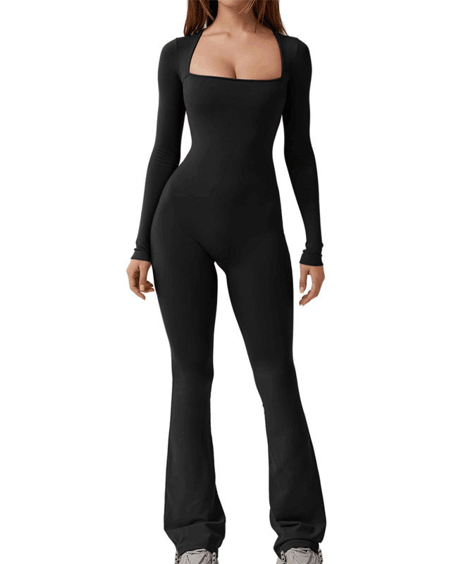 Stilla | Stilfuld Kvinders Fyrkantet Hals Bred Ben Jumpsuit