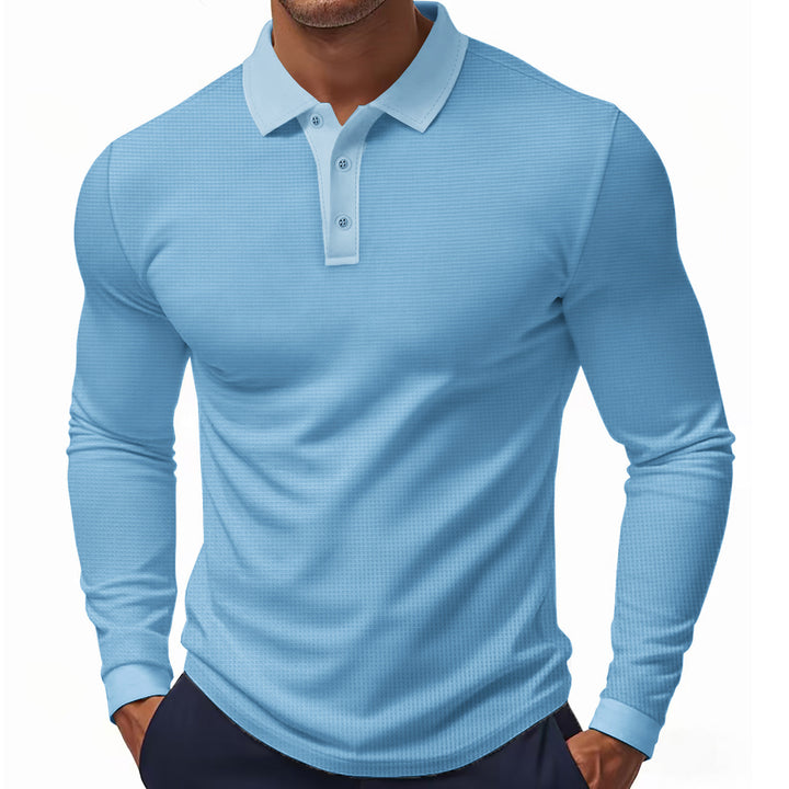 Herre langærmet poloshirt med struktureret design og moderne pasform Stilla