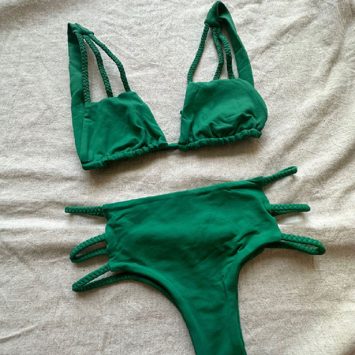 Dame bikini sæt med raffineret fletdesign og høj talje Stilla