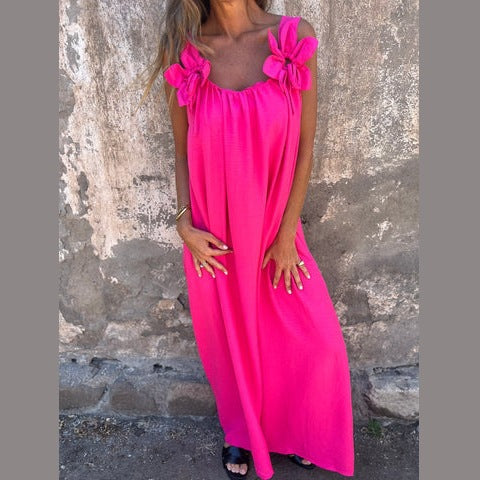 Dame Maxi Kjole med blomstret stropdesign Stilla