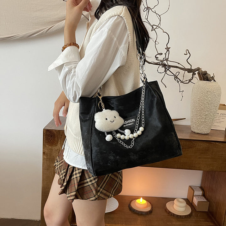 Femme Struktureret Velour Tote Bag Stilla