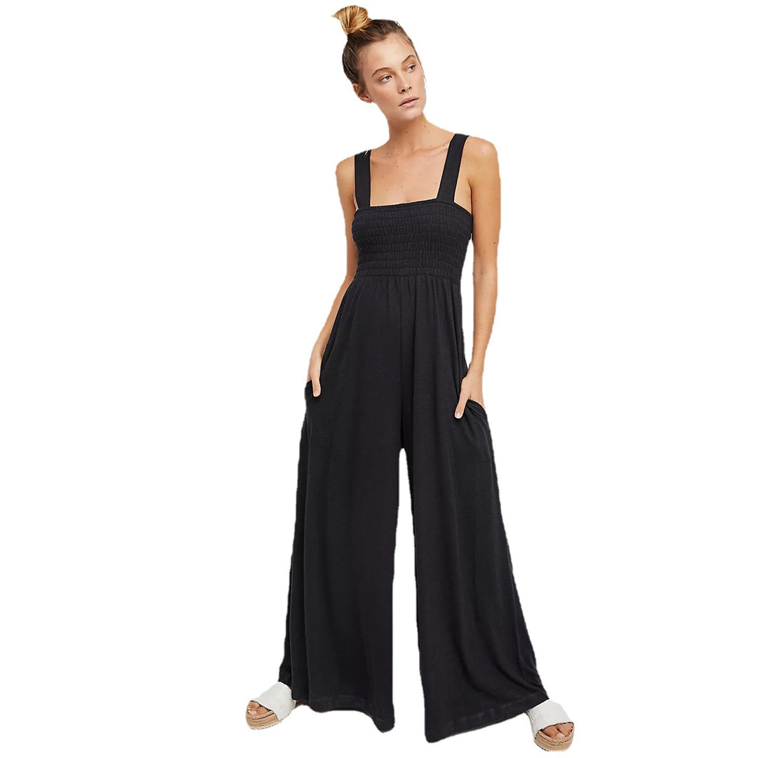 Kvinders afslappede jumpsuit med elastisk top og brede ben Skovae