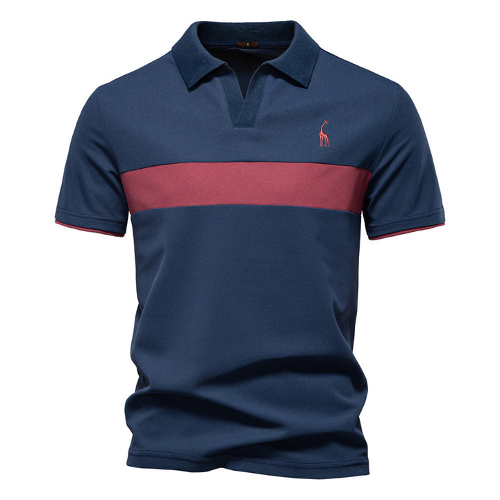 Herrer Poloshirt med kontrasterende indsatser og moderne krave Stilla