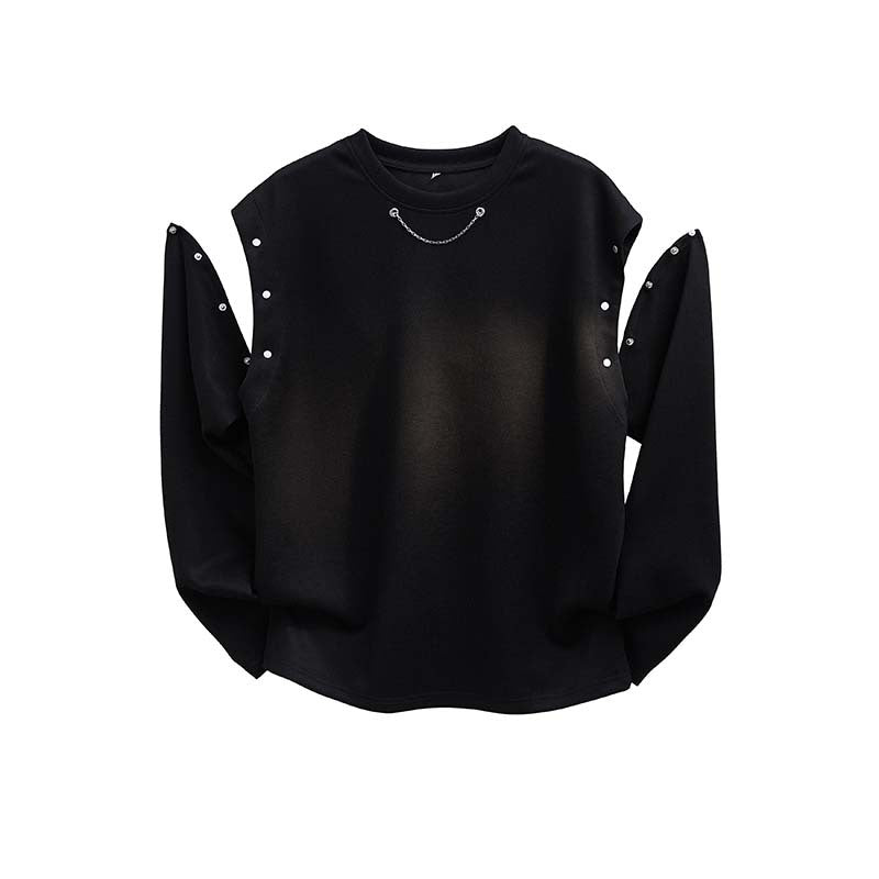 Femme Elegante Store Sweatshirt med Dekorative Knapper Stilla