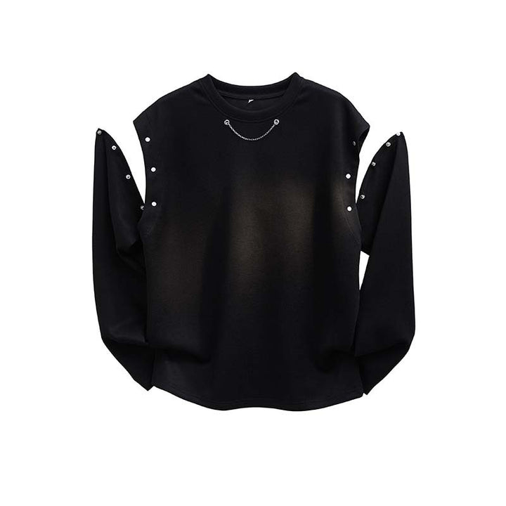 Femme Elegante Store Sweatshirt med Dekorative Knapper Stilla