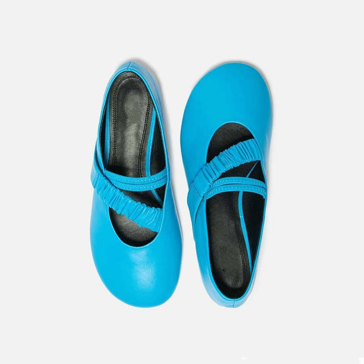 Femme Elegante Slip-On Ballett Flats med rynket ankelrem detalje Stilla