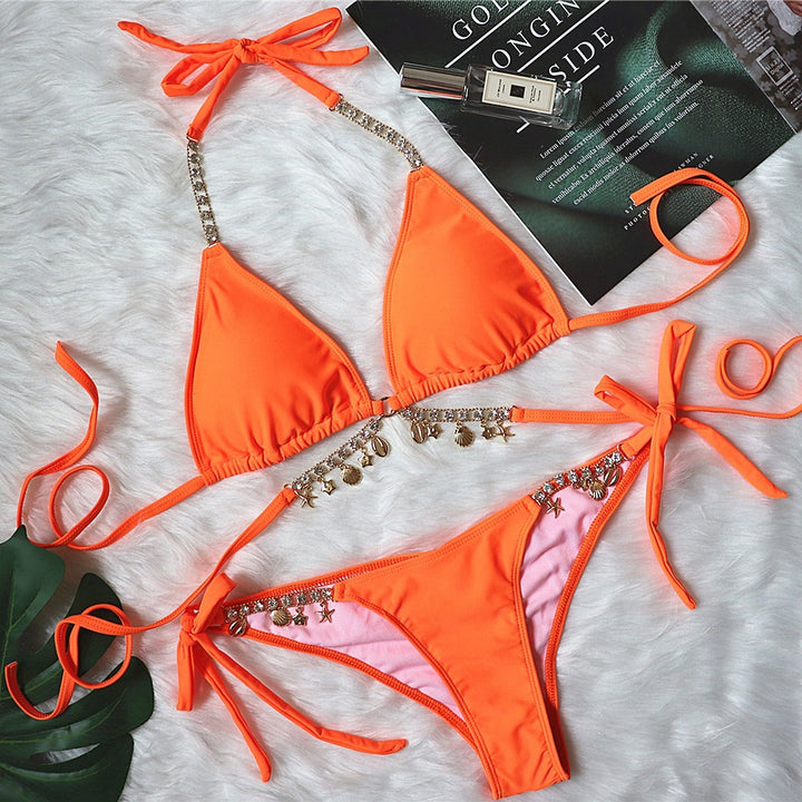 Dame Glamourøst Triangle Halter Bikini Sæt Stilla