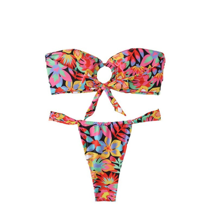 Dame Bandeau bikini med kreativ rynkeeffekt og legende design Skovae