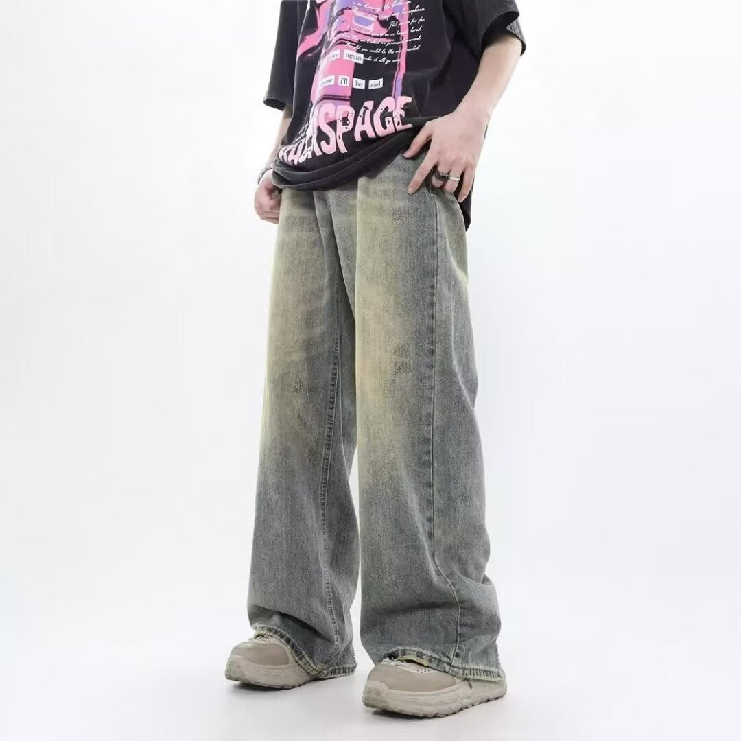 Herrer Behagelige Wide-Leg Jeans med moderne vask og afslappet snit Stilla