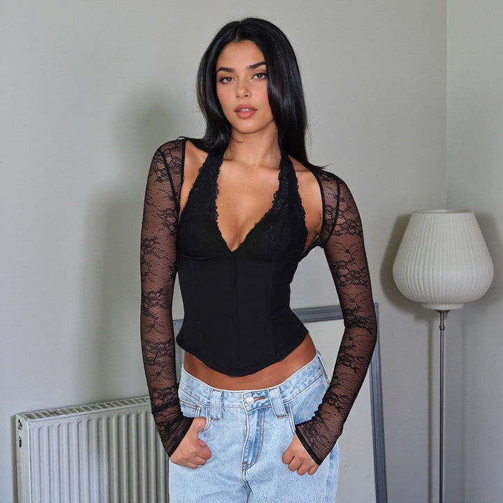 Dame spids bodysuit med figurformende design Skovae
