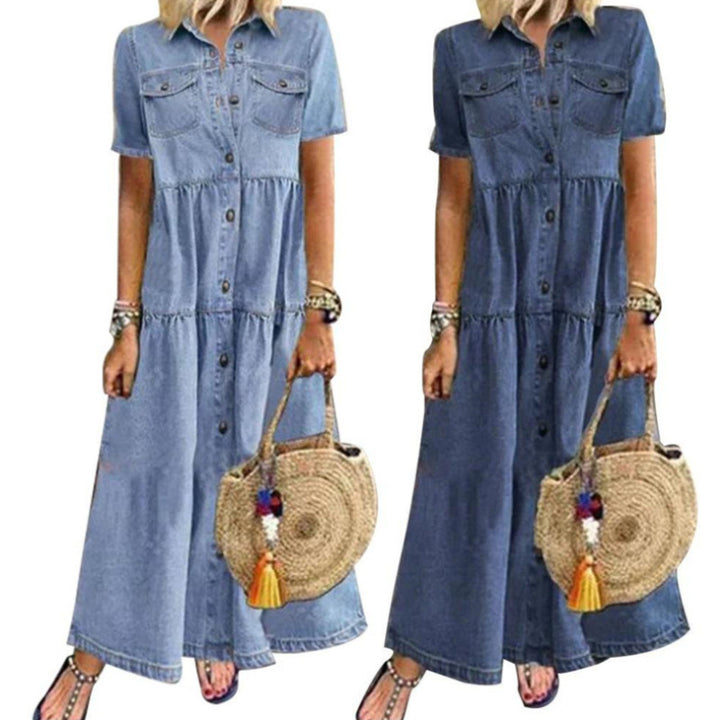 Femme Denim Knap-Up Maxi Kjole Stilla