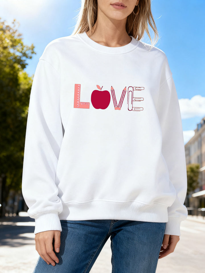 Kvinders sweatshirt med kreativ kærlighedsmotiv Stilla