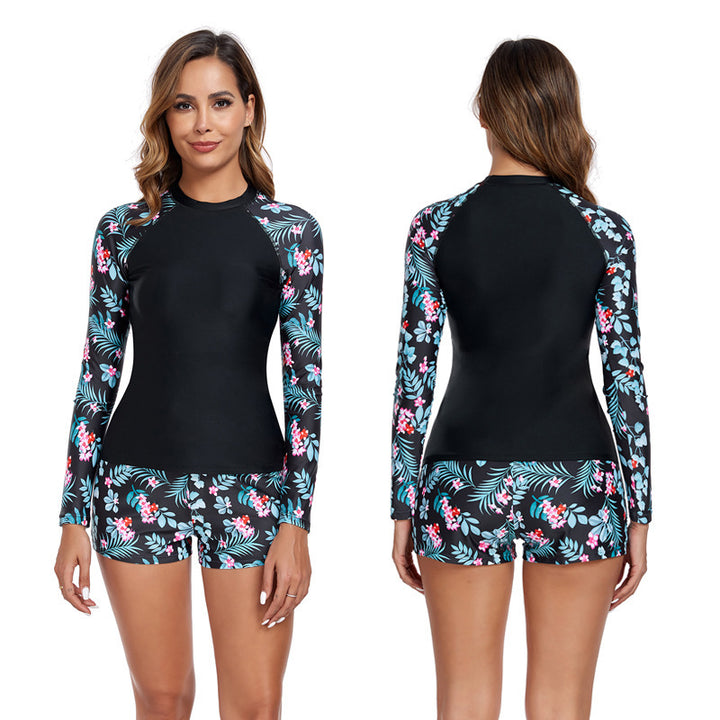 Dame Sporty Langarm Surfdragt med floral design Stilla