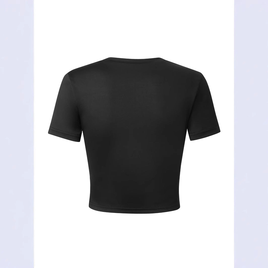 Dame Crop-T-Shirt med motiverende tekst Skovae