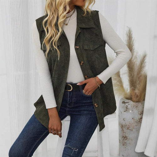 Stilla | Blød cord Casual fit knaplukning og brystlommer