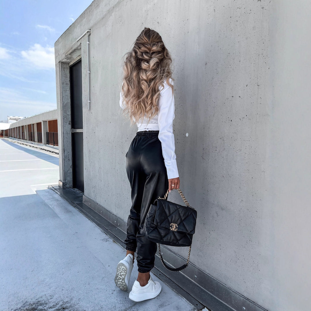 Dame komfortable joggebukser i sportstil med elastisk talje og lommer Skovae