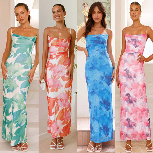 Dame pencil dress med blomsterprint og skulderfri design Skovae