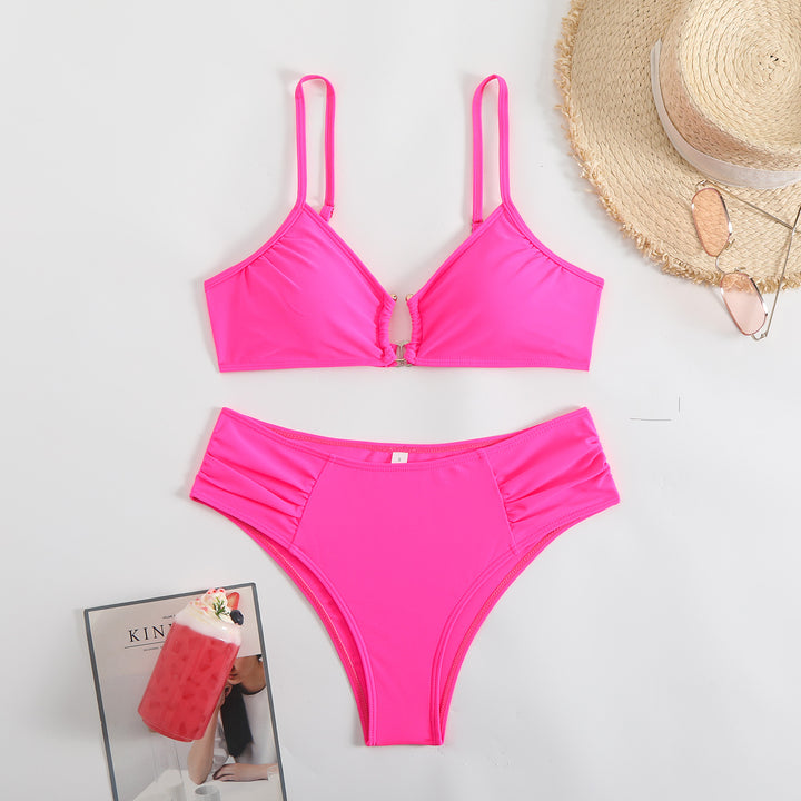 Dame højt skåret trekant bikini-sæt med rynkede detaljer Stilla