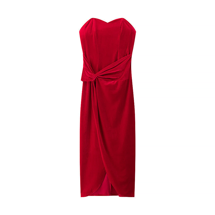 Femme Strapless A-linje Maxikjole med elegant Twist-detalje Stilla
