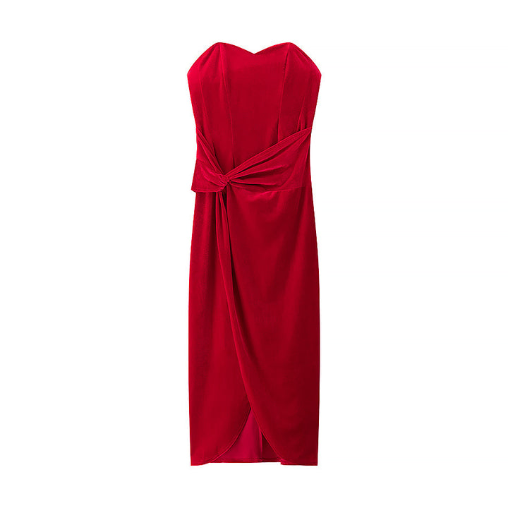 Femme Strapless A-linje Maxikjole med elegant Twist-detalje Stilla