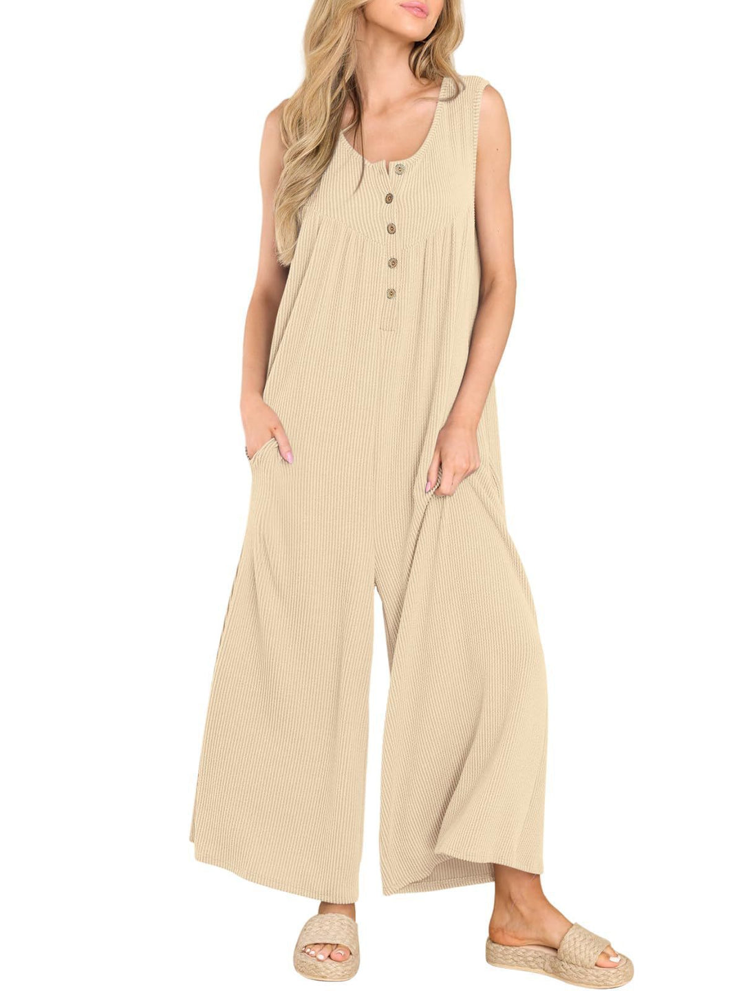Dame luftig jumpsuit med knaplukning Stilla