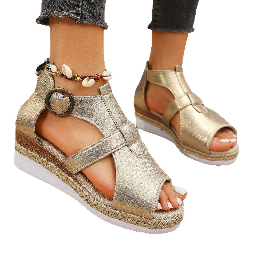 Dame sandaler med fashionabelt metallic-overmateriale og ergonomisk fodseng Stilla