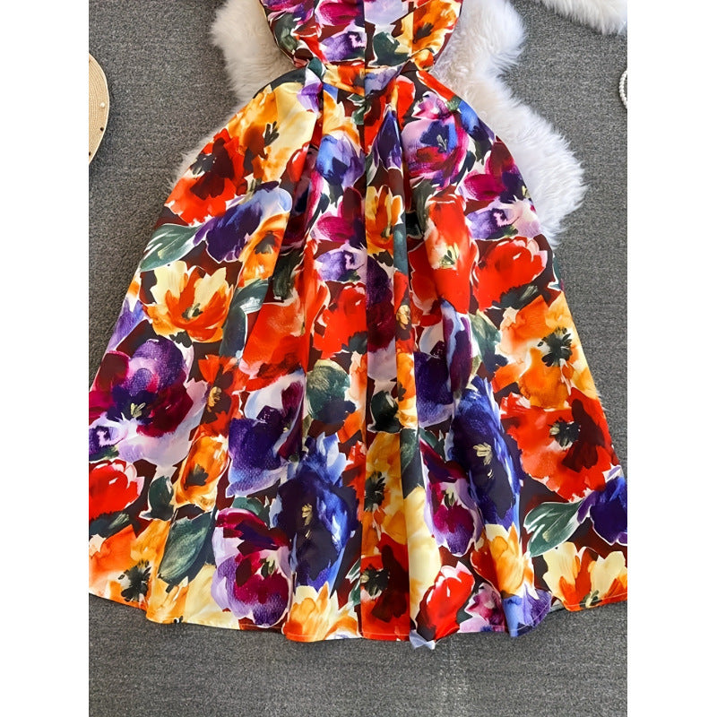 Dame Maxi-kjole med blomsterdesign og elegant snit Skovae