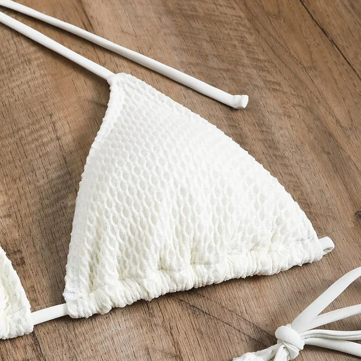 Dame Mesh-badedragt med bundet top og høj talje Skovae
