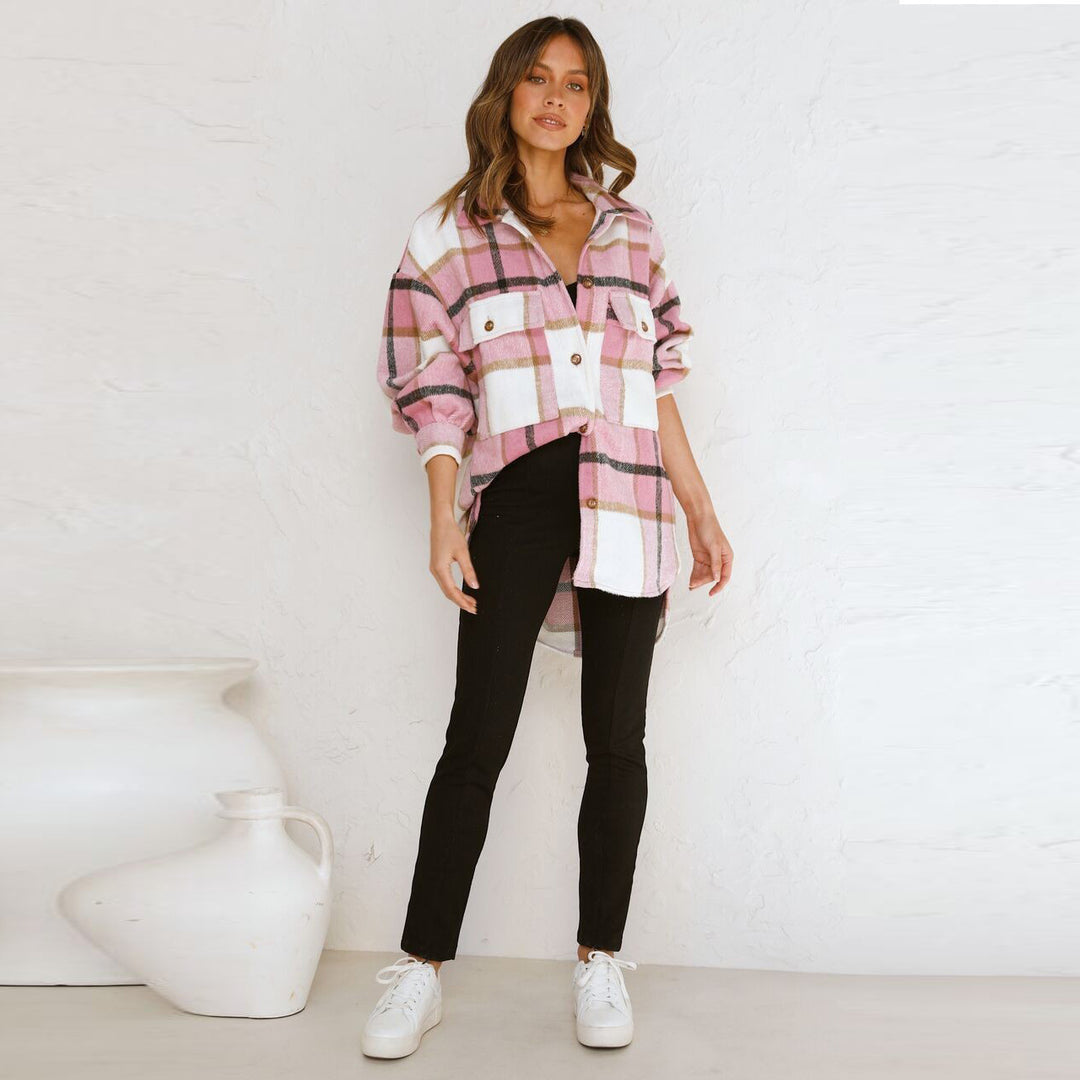 Dame Oversized Karoshirt med praktiske lommer Stilla
