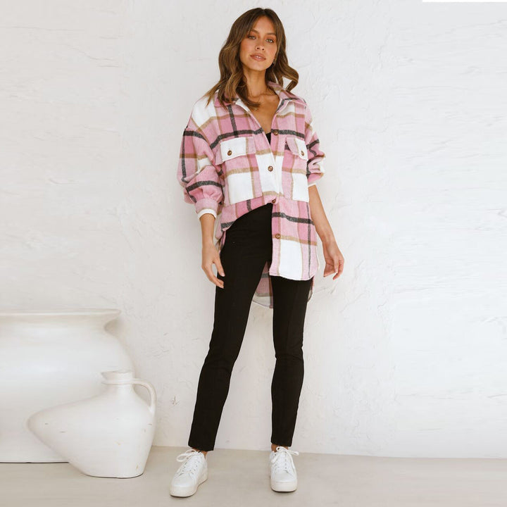 Dame Oversized Karoshirt med praktiske lommer Stilla