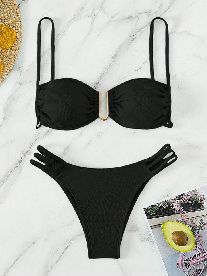 Dame Push-Up Bikini-Sæt med elegant flæse design Skovae