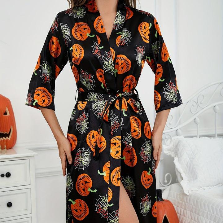 Dame-Halloween-tema-satin-kappe med bælte Stilla