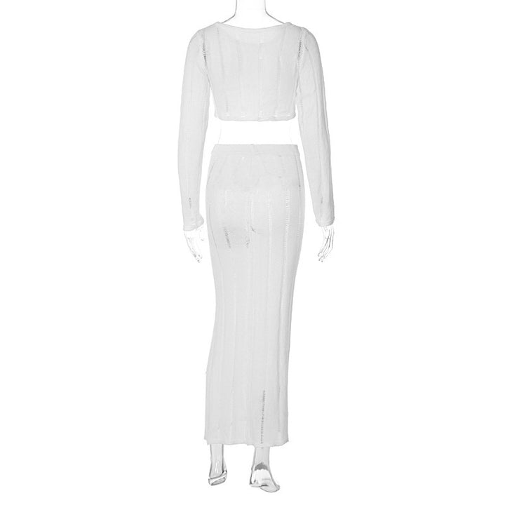 Damer elegant og luftig Crop-Top med matchende Maxiskirt Skovae